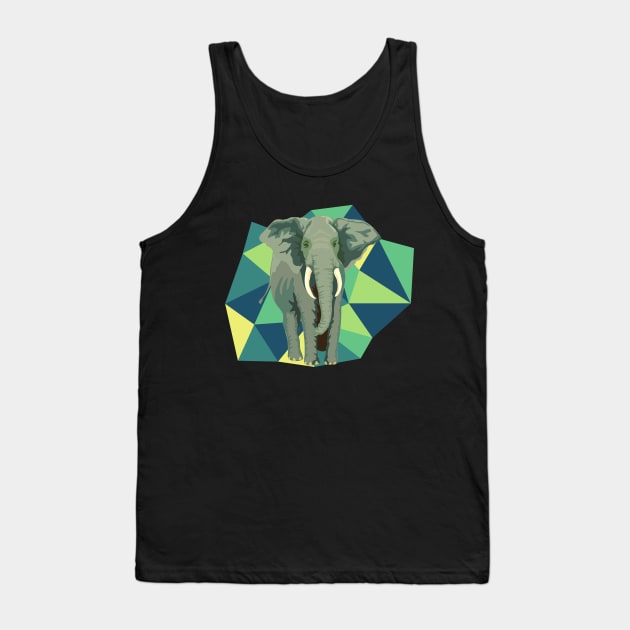 Elephant with geometric background Tank Top by LittleAna